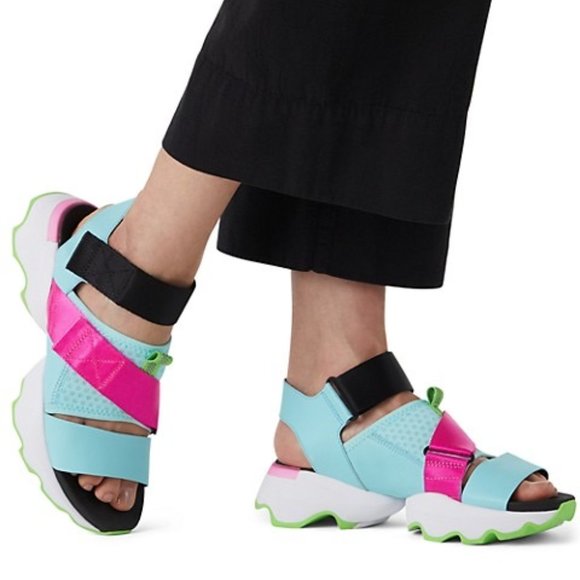 Sorel Shoes - Sorel Kinetic Impact Strap Leather Sandal with Scalloped Sole Multicolor  Size 8